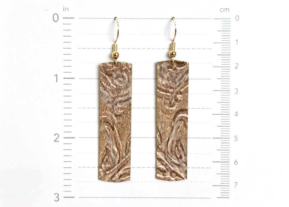 Long Earrings with Etched Floral Motif