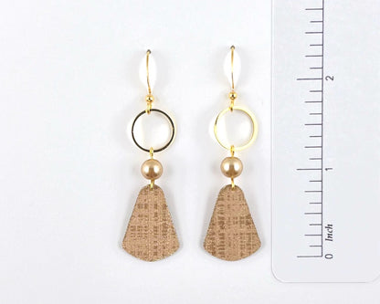 Dusty Pink Earrings with Faux Pearls and Gold Circle Accents