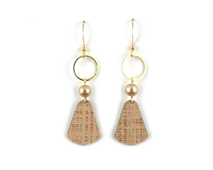 Dusty Pink Earrings with Faux Pearls and Gold Circle Accents
