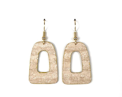 Pearly Beige Faux Stone Open Arch Earrings - Small