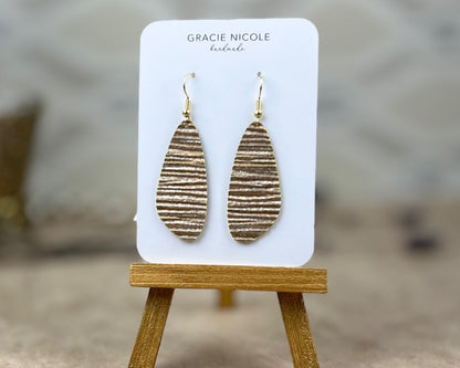 Shimmery Gold Textured Fairy Wing Earrings
