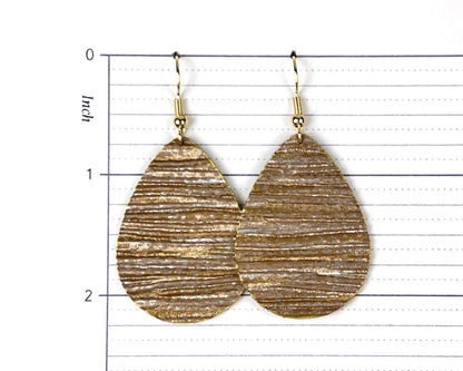 Shimmery Gold Textured Teardrop Earrings
