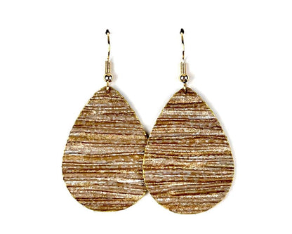 Shimmery Gold Textured Teardrop Earrings
