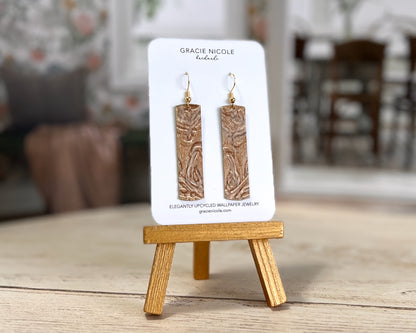 Long Earrings with Etched Floral Motif