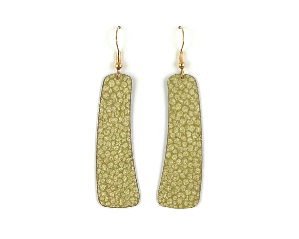 Moss Green Curved Rectangle Earrings by Gracie Nicole