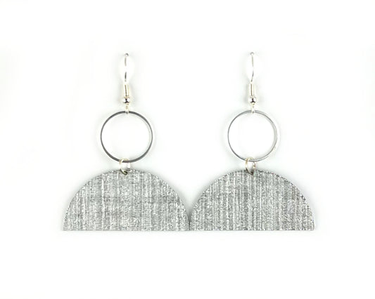 Playful Silver Metallic Wallpaper Earrings with Silver Hoops