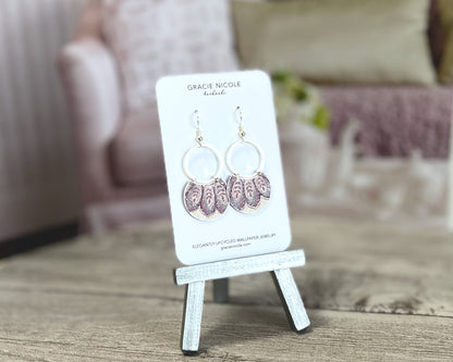 Purple Crescents with Silver Circles Earrings