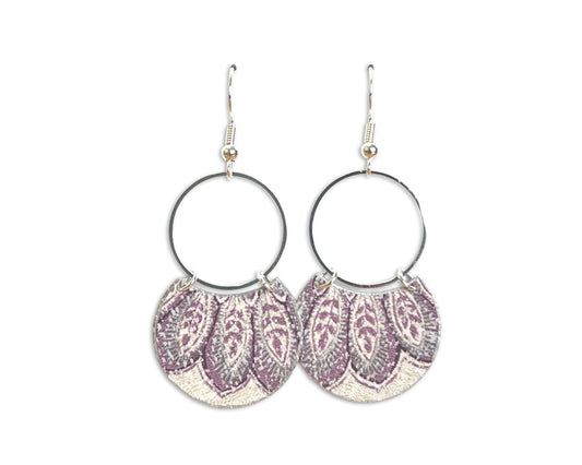 Purple Crescents with Silver Circles Earrings