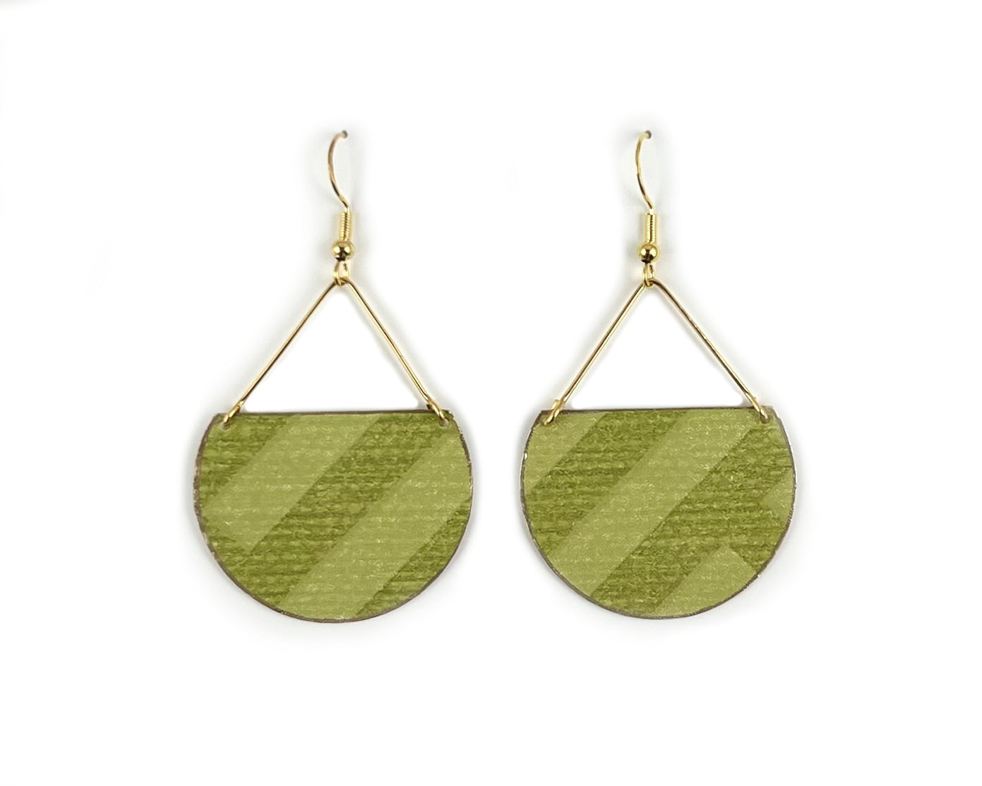 Fun Retro-Style Green Semicircle Earrings