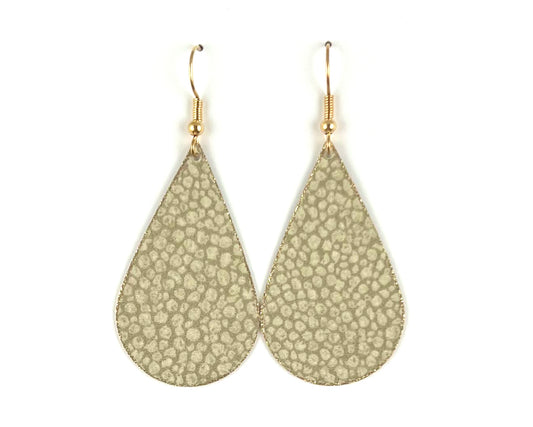 Elegant Dappled Sage Green Teardrop Earrings