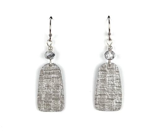 Textured Silver Arch Earrings with Bead Accents