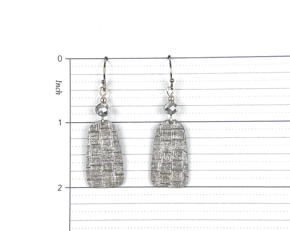 Textured Silver Arch Earrings with Bead Accents