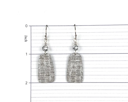 Textured Silver Arch Earrings with Bead Accents