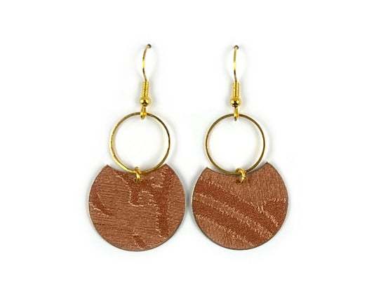 Cinnamon Red Crescent Dangles with Gold Hoops