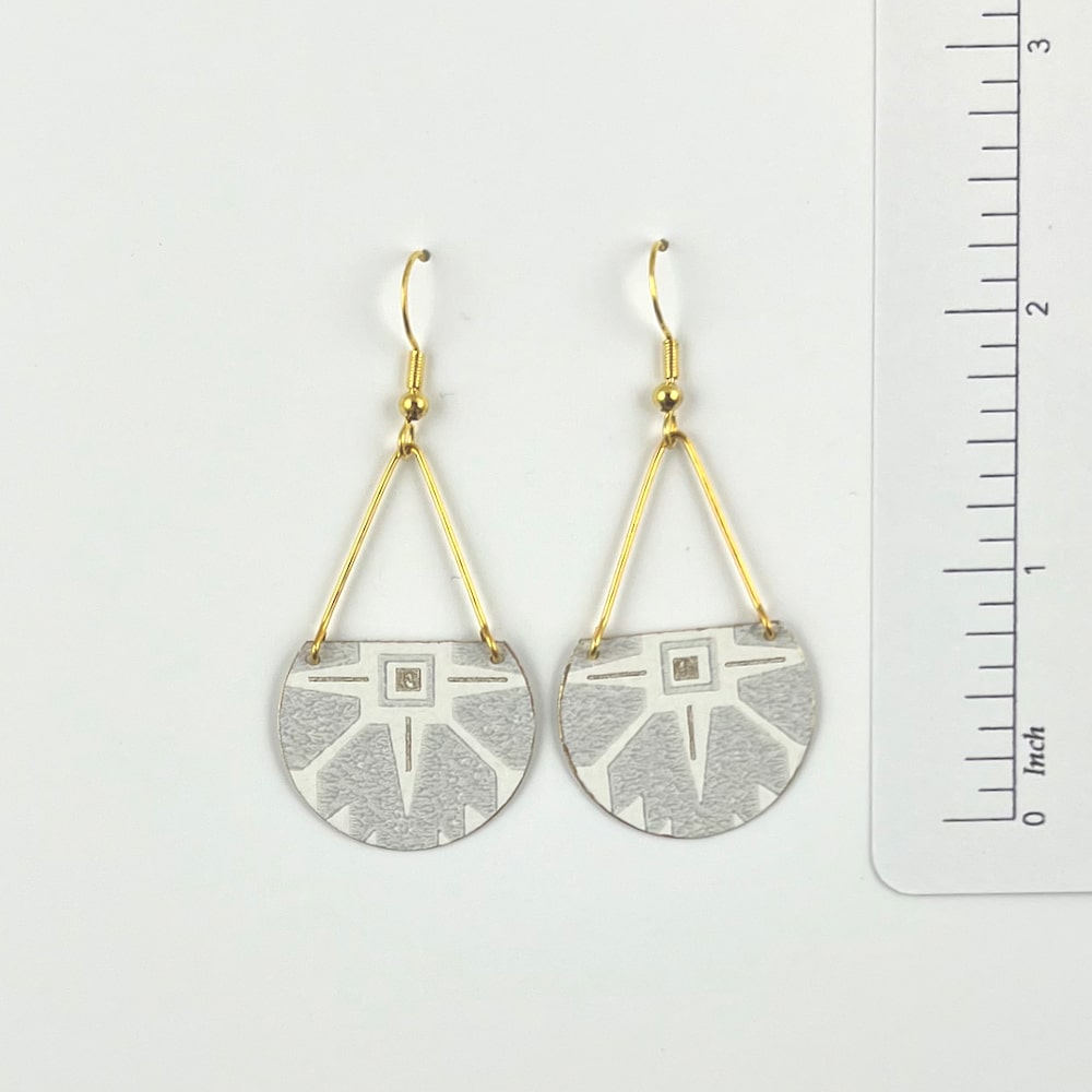 Sophisticated Gold and Grey Wallpaper Dangle Earrings