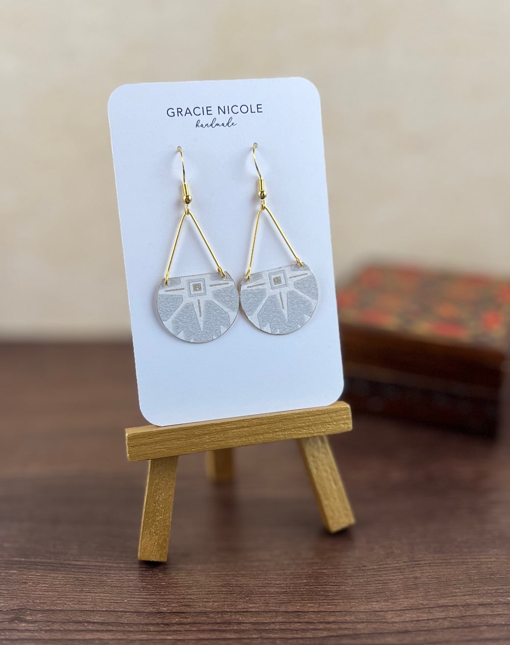 Sophisticated Gold and Grey Wallpaper Dangle Earrings