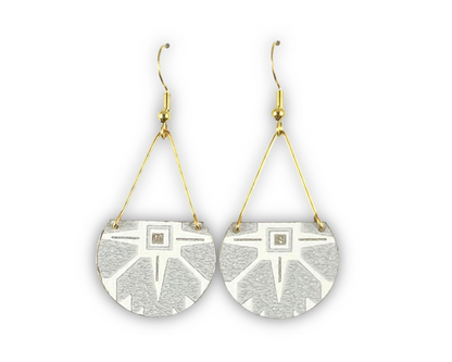 Sophisticated Gold and Grey Wallpaper Dangle Earrings