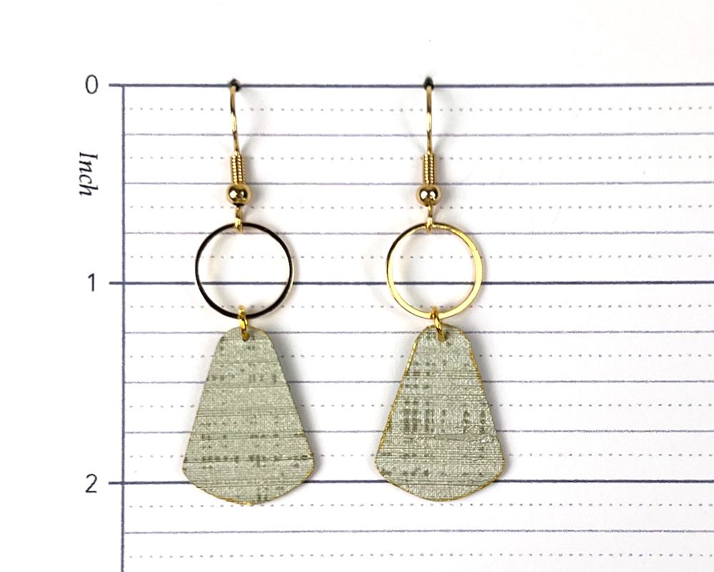 Soft Sage Earrings with Gold Circle Accents