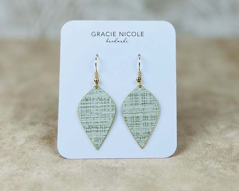 Soft Sage Green Leaf-Shaped Earrings