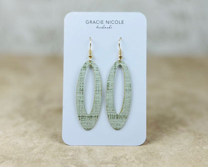Soft Sage Long Oval Earrings