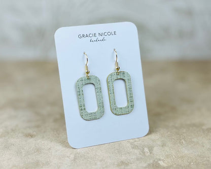 Soft Sage Rounded Rectangle Earrings