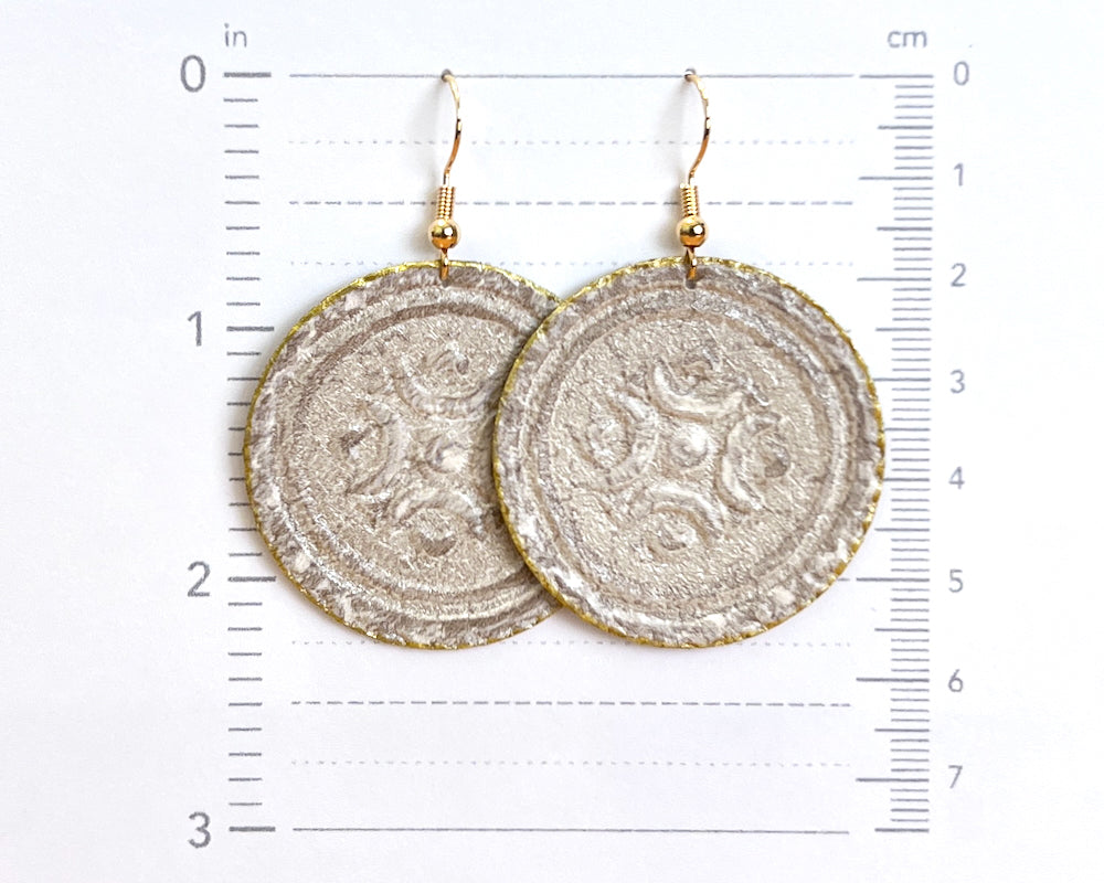 Pearly Gold Medallion Earrings