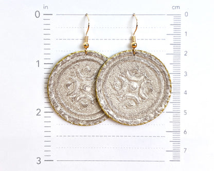 Pearly Gold Medallion Earrings