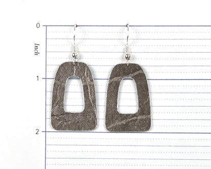 Pewter Faux Leather Open Arch Earrings - Small