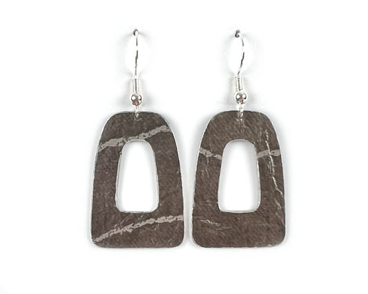 Pewter Faux Leather Open Arch Earrings - Small