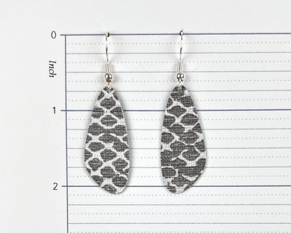 Silvery-Grey Snakeskin Print Wing-Shaped Earrings
