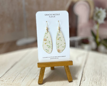 Sweet Floral Print Fairy Wing Earrings