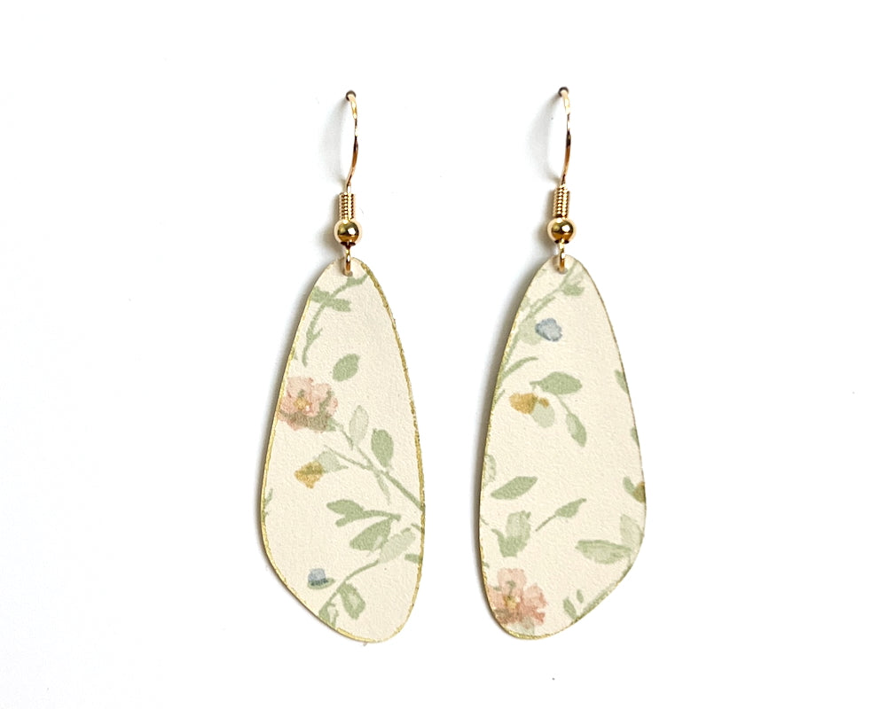 Sweet Floral Print Fairy Wing Earrings