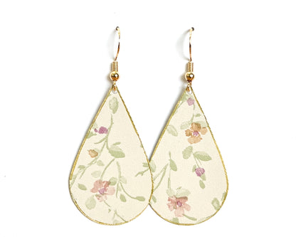 Sweet Floral Print Teardrop Earrings