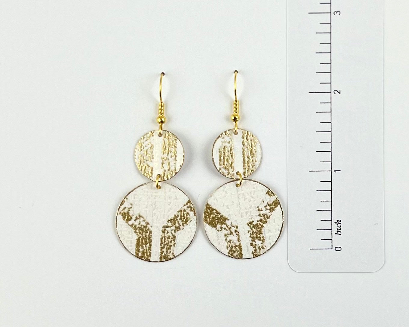 Metallic Gold and White Circle Earrings